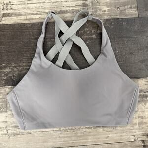Lululemon Sports Bra Womens 34C Gray Strappy Back Athletic Yoga